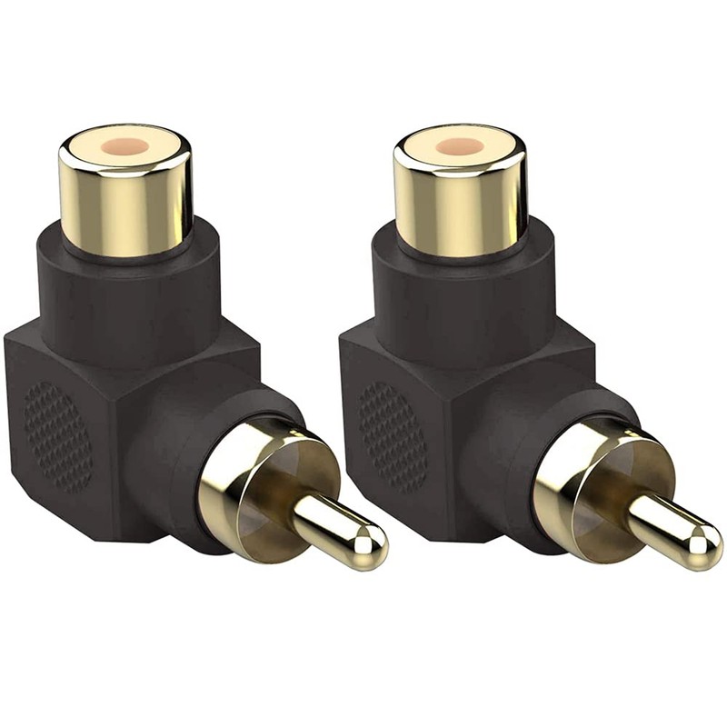 Greluma 8pcs Gold Plated RCA Male to RCA Female 90