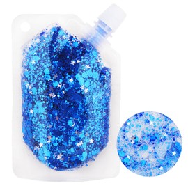 MEICOLY Navy Blue Body Glitter,Mermaid Sequins Face Glitter Gel,Chunky Glitter Face Paint,Holographic Glitter for Face/Body/Hair/Eye/Lip,Sparkly Body Glitter for Women and Kids