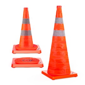 BATTIFE 28 Inch Collapsible Traffic Safety Orange Cones, Multi Purpose Pop-up Cones and Reflective Collar, for Road Parking, Driving Practice [1 Cone]