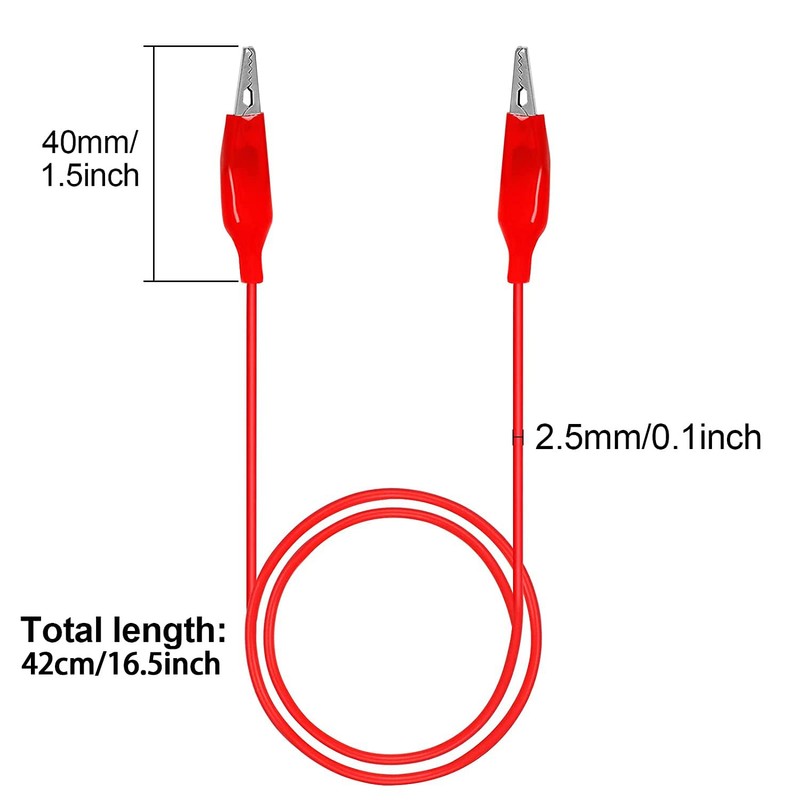 20 PCS Alligator Clips Electrical, 5-Color 21.5inch Test Leads with