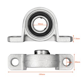 Pack of 2 Pillow Block Bearings 20 mm Inner Diameter, Bearing Block with Ball Bearing, Housing