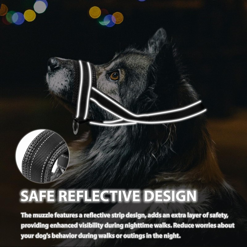 Ohcozzy Dog Muzzle Soft Leather Reflective for Medium Large Dogs