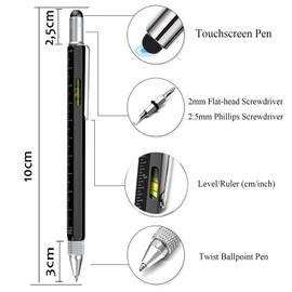 MOJOTIC Multifunctional Pen, 6 in 1 Multifunctional Ballpoint Pen, Tool Pen with Scale, Screwdriver, Spirit Level, Father's Day Gift, Gifts for Men, Gadget, Gift for Him Boy, Father