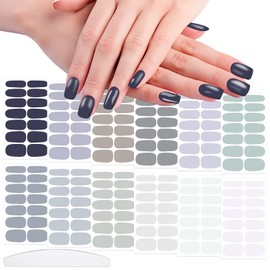 WOKOTO 12 Sheets Grey Series Nail Polish Strips - Solid Nail Stickers Full Wraps Gel Nail Strips for Women Girls, Stick On Nails Polish Stickers Self Adhesive Gel Polish Strips