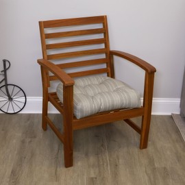 Klear Vu Wicker Solarium Indoor and Outdoor Chair Cushions for Patio Furniture, Kitchen and Dining Room, Water-Resistant Seat Pads, 19x18 Inches, 2 Count (Pack of 1), Boardwalk Stripe