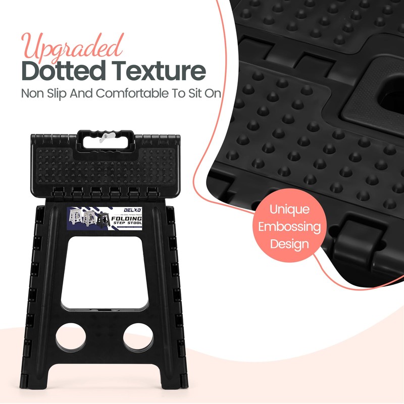 Delxo Folding Step Stool 16 Inch,Non-Slip Foldable Stools for Adults