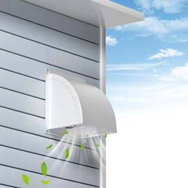 4 Inch Dryer Vent Cover Outside, HG Power Metal Exterior Vent Cover with Removable Screen & Cushioned Non-Return Flap, Air Wall Vent for Dryer, House, Range Hood, AC(White)