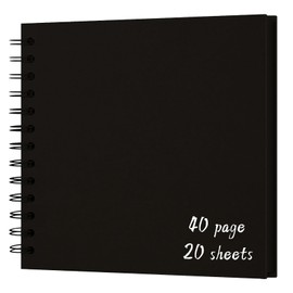DIY Scrapbook Album 7x7 Inch – Hardcover Kraft Paper Photo Book, Blank Memory Scrap Book for DIY Crafts, Wedding, Anniversary, 40 Pages (20 Sheets), Black