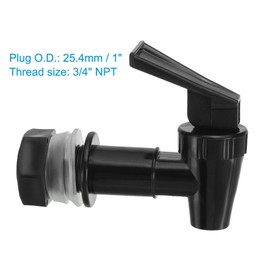 PATIKIL 3/4" NPT Plastic Spigot Faucet,2 Pack Barrel Faucet Durable Polyethylene Material Replacement Water Spigot with Gasket & Nut, Black