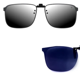 CREYESTAL Polarised Sunglasses Attachment Glasses, Sunglasses Clip, Liftable and Ultralight, Men, Women, 100% UV400, Black glasses with anti-reflective treatment