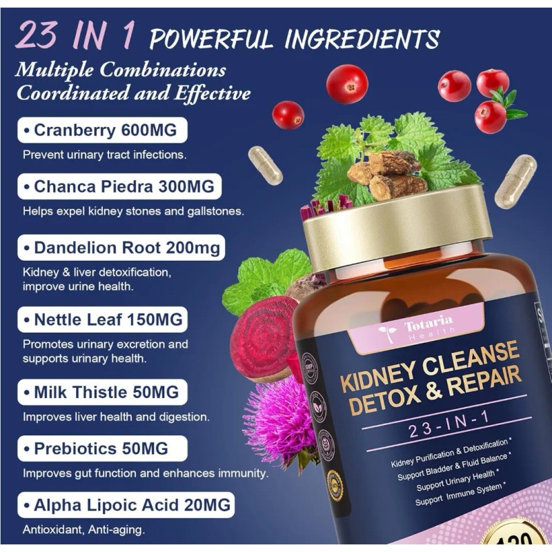 Limpieza De Riñones 120 Cápsulas Kidney Cleanse Hecho En Usa