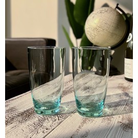 KLIFA- ETON, 20.8 oz, Set of 6, Acrylic Highball Drinking Glasses, Iced Tea Cups, BPA-Free, Stackable Plastic Drinkware, Dishwasher Safe, Turquoise
