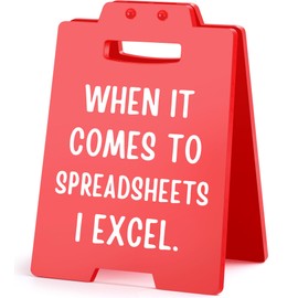 Funny Mini Excel Spreadsheet Desk Sign – Red Office Desk Decor Gifts for Coworker Accountant Data Analyst Admin Assistant Finance Boss, Christmas White Elephant Gag Gifts Work Humor Cubicle Decor Sign