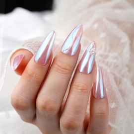 PrettyDiva Moonlight Chrome Nail Powder, Aurora Unichrome Mermaid Aurora Unicorn Chrome Nail Powder Pigment Pearlescent Nail Art Glitter Decoration