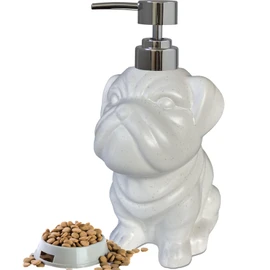 Dog Soap Dispenser, Caahanjia White Ceramic Lotion Dispenser, Funny Ceramic Lotion Dispenser, 15Oz Lotion Liquid Dispenser for Bathroom Kitchen Sink (White Dog)
