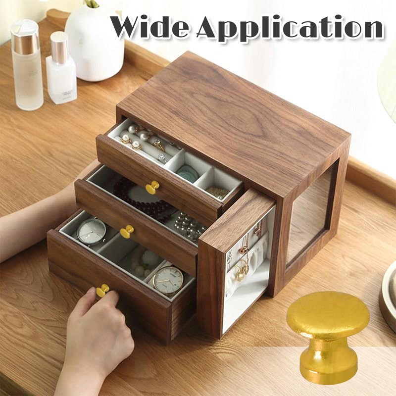 LOLOLE 25PCS Mini Cabinet Knobs, 1/2 Inch Brushed Gold Drawer