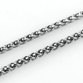 Stainless Steel Wheat Chain 50-90 cm, Men's Necklace Without Pendant Silver Men's Stainless Steel Chains Wide 3/4 mm Hip Hop Metal Chains Punk, stainless steel, No cubic zirconia