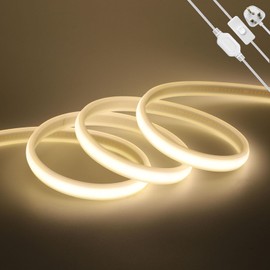 KAFULA 4M LED Neon Strip with On/Off - 220V Super Bright FCOB LED Strip CRI85+, IP65 Waterproof Flexible, Can be Cut Every 50cm | 288 LEDs/m | | Natural White 4000-4500K | Home Decor