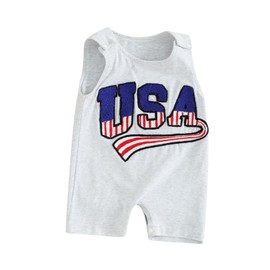 Baby Boy 4th of July Onesie Sleeveless Romper American Flag Jumpsuit Newborn Infant Fourth of July Outfits Summer Clothes Clothing