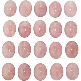 mookaitedecor 10pcs 13x18mm Natural Pink Rose Quartz Crystal Oval Cabochons Flat Back Stones Beads for Jewellery Making, Reiki Healing Crystal Cabs Genuine Stone for DIY Cabochon Pendant & Earrings