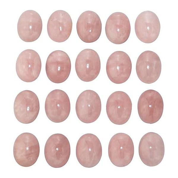 mookaitedecor 10pcs 13x18mm Natural Pink Rose Quartz Crystal Oval Cabochons