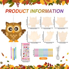 Moosono Owl Wind Chime Craft Set Children DIY Wooden Pendant Craft Set Wooden Crafts Children's Birthday Gifts Creative Sets Wind Chimes for Girls Boys (6 Pieces Graduation, Girls and Boys