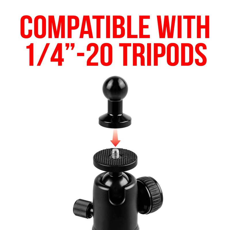 Tackform Aluminum Tripod Adapter with 1/4"-20 Hole and 20mm Ball