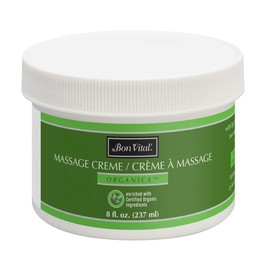 Bon Vital' Organica Massage Creme, Professional Massage Therapy Cream with Certified Organic Ingredients for an Earth-Friendly Massage, Organic Jojoba Oil for Easy Glide, 8 Ounces (Packaging May Vary)