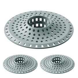 Aluvor Shower Hair Drain Catcher, Silicone Bathtub Drain Hair Catcher Strainer, All-in-one Tub Hair Catcher Drain Protector for 1.48'' to 1.76'' Regular Drains, 3PCS/Greyish Blue