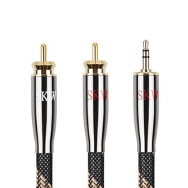 SKW Audiophile Ultra-high Purity Copper Audio Cable 3.5mm Male to 2 RCA Male Audio Auxiliary Stereo Y Splitter Adapter Cable 4.9ft/1.5M