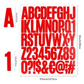 Red Alphabet Letters and Numbers Stickers 2" Large Vinyl Lettering for Posters, Crafts, Mailbox, Scrapbook - Self Adhesive 20 Sheets