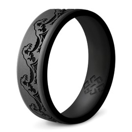 Knot Theory Waves Silicone Ring for Men and Women - Dark Silver Size 6 Wedding Band, Sports Activities, Breathable Comfort Fit 6mm Bandwidth