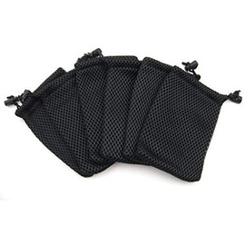 MAHAVIMOKSA Wholesale Nylon Mesh Drawstring Bag Pouches for Mini Stuff Cellphone Mp3 9x14cm (Black 50 Packs)