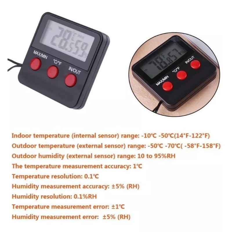 Alien Technology Termómetro Higrómetro Digital Lcd Terrario Sensor Humedad