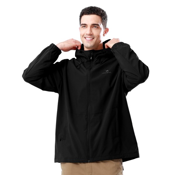 CAMELSPORTS Men Waterproof Softshell Jacket Windbreaker Hooded lightweight Rain Coat