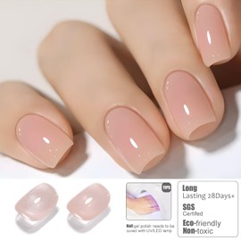 Vishine 16 ml Pastell Peachy-Pink Color Jelly Nagellack Gel Semi-Permanent Transparent Crystal UV Gel DIY at Home Nail Art Soak Off Pastell Peachy-Pink Shade E038