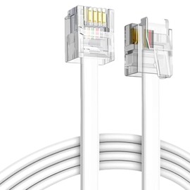 EZYUMM 15ft Telephone Extension Cord, Standard RJ11 Phone Cable for Home & Office, White (Compatible with Phone/Modem/Fax Machine)