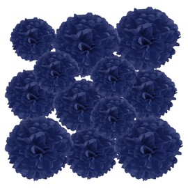 PATIKIL 4"/6"/8" Tissue Pom Poms Flowers 12 Pcs Paper Flower Balls for Wedding Bridal Shower Birthday Bee Cellorette Party Backdrop Decoration Navy Blue