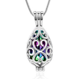 Hollow Jar Urn Necklace for Ashes Forever in my heart Memorial Locket Pendant Cremation Jewelry for Women Men