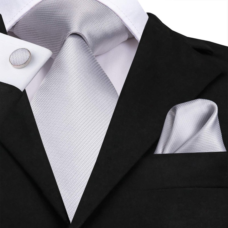 Hi-Tie Ties for Men Silk Necktie Pocket Square Cufflinks Wedding