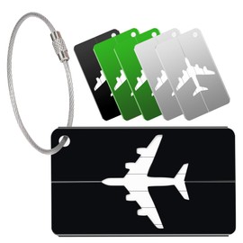 Yizhet Pack of 6 Suitcase Tags, Aluminium Luggage Tags, Suitcase Tags with Address Tag, Stainless Steel Cable, Waterproof Luggage, Handbag, Tag Suitcase Bag Labels (Black, Silver, Green)