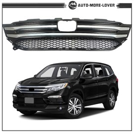 Silscvtt For 2016 2017 2018 Honda Pilot Front Upper Grille W/Chrome Trim Molding Assembly