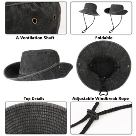 TAGVO Boonie Sun Hat UV Protection for Men Women 100% Cotton Lightweight and Foldable Fishing Hat Windproof Hiking Hat with Adjustable Chin Strap for Outdoor Gardening Camping Hunting Hiking, blue