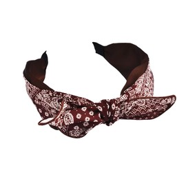 Kefley Knotted Bandana Headbands for Women Bandanna Print Bow Headband Hairband Brown Wide Top-Knot Turban Headband Headwraps Fashion Boho Western Fall Bow Hair Accessories