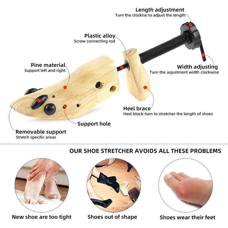 Wooden Adjustable Shoe Stretcher Shoe Widener Wooden Expander for Men