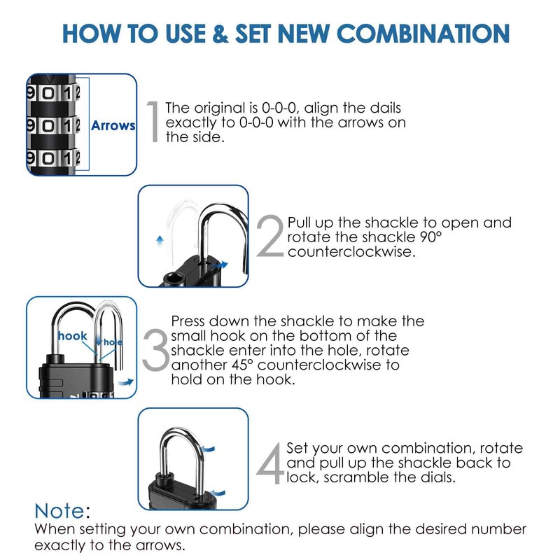 Brillirare 8 Pack Combination Lock, 3-digit Waterproof Keyless Padlock, Zinc