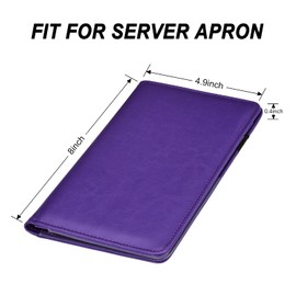 Server Books for Waitress - Leather Waiter Book Server Wallet with Zipper Pocket, Cute Waitress Book&Waitstaff Organizer with Money Pocket Fit Server Apron（Classic Purple）