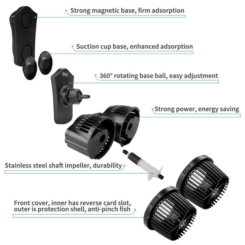 hygger 2100GPH Double Head Aquarium Wave Maker, Quiet 5W Aquarium