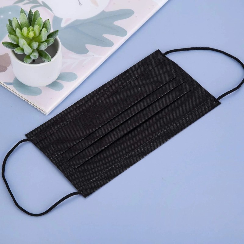 Altatac 50 PCS Disposable Face Masks Black 3 Ply Earloop