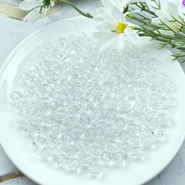 LIMAOLLY 800pcs 6mm Acrylic Round Faceted Beads Colorful Crystal Plastic Spacer Beads Loose Beads for DIY Craft Making Necklace Bracelet Earring Wind Chimes(Transparent)